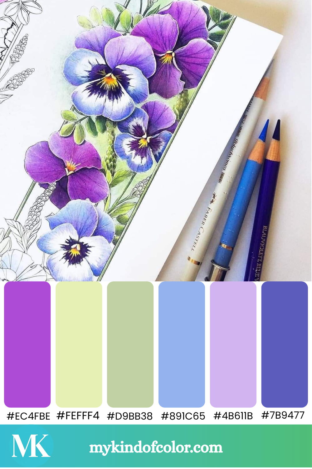 Color pencil tutorial screenshot with palette extracted